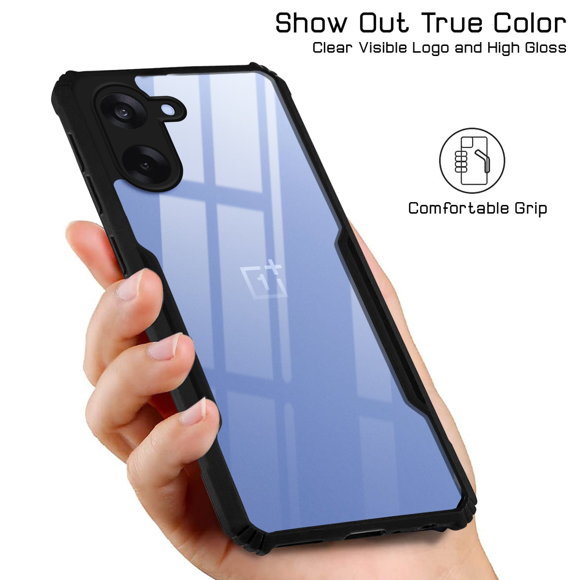 For Oneplus Nord CE 5 Back Cover Case (Shockproof with Polycarbonate Clear Panel | Professional Black)