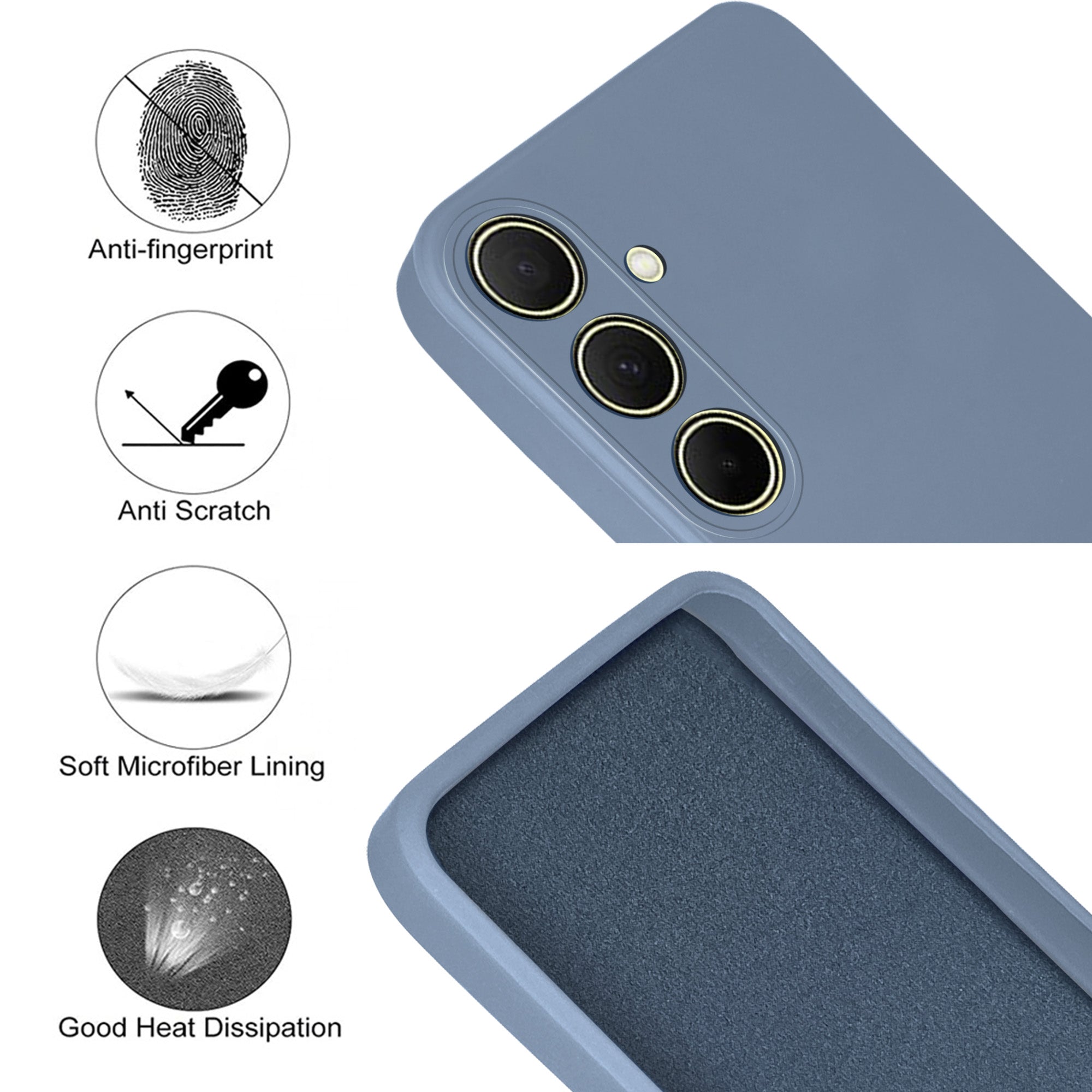 For Samsung Galaxy A35 5G Back Cover Case (Matte Finish Silicone with Inside Fiber Cloth)
