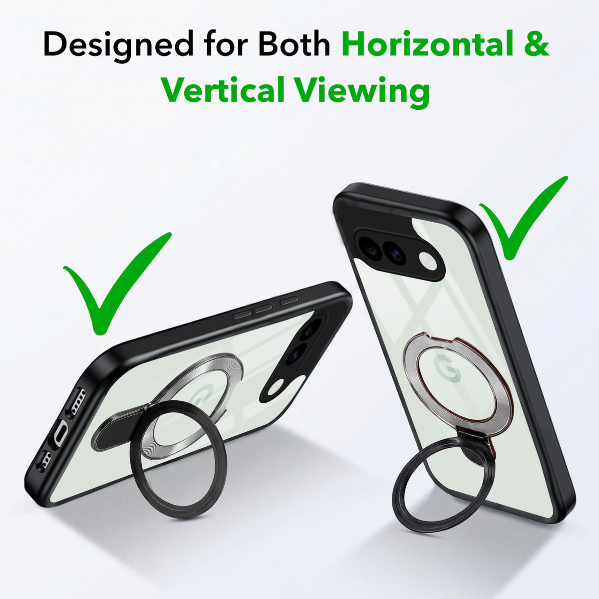 For Google Pixel 10a Back Cover Case (Kick Stand Ring Holder | Life time Anti Yellow | Camera Protection)