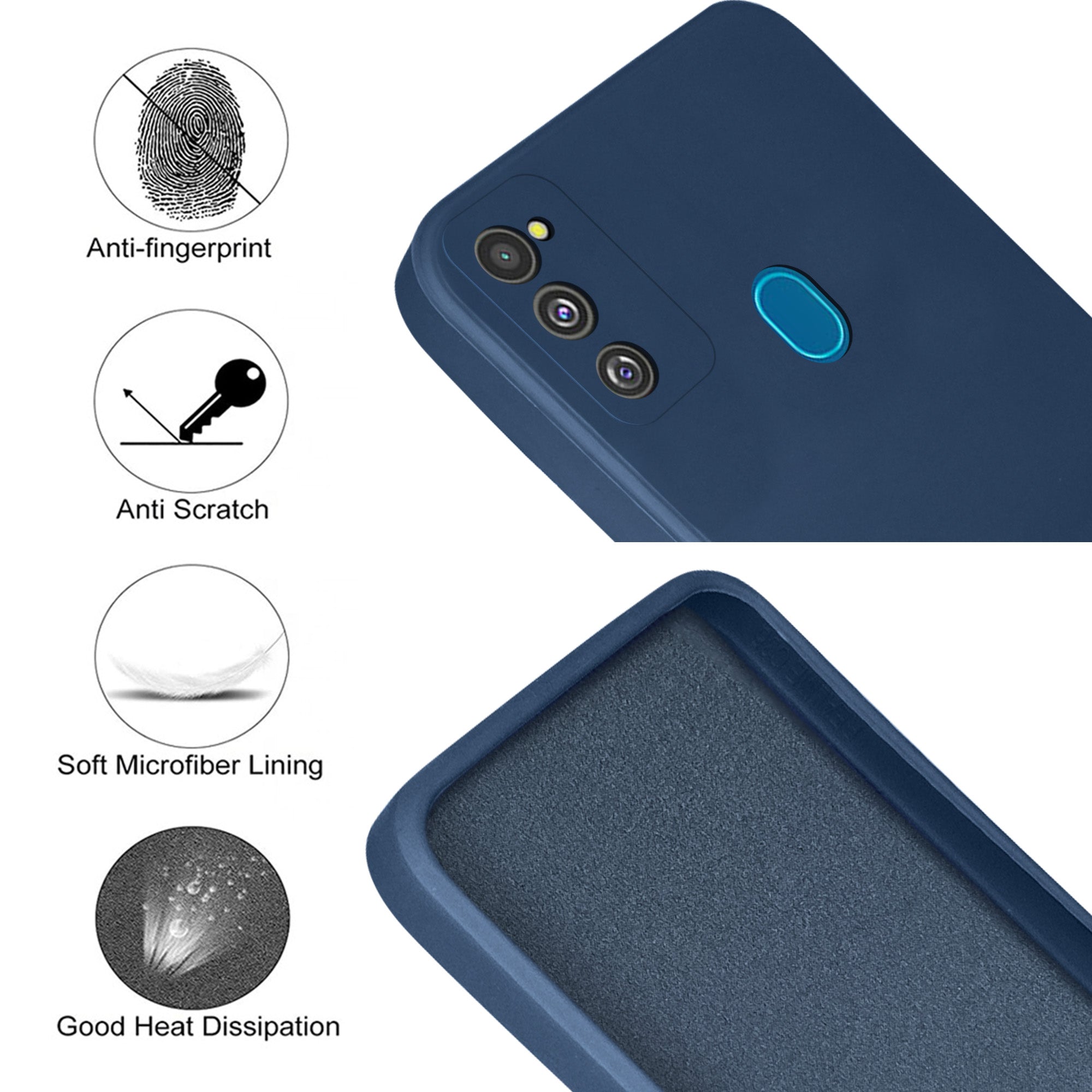 For Samsung Galaxy M30s | Samsung Galaxy M21 Back Cover Case  (Matte Finish Silicone with Inside Fiber cloth)