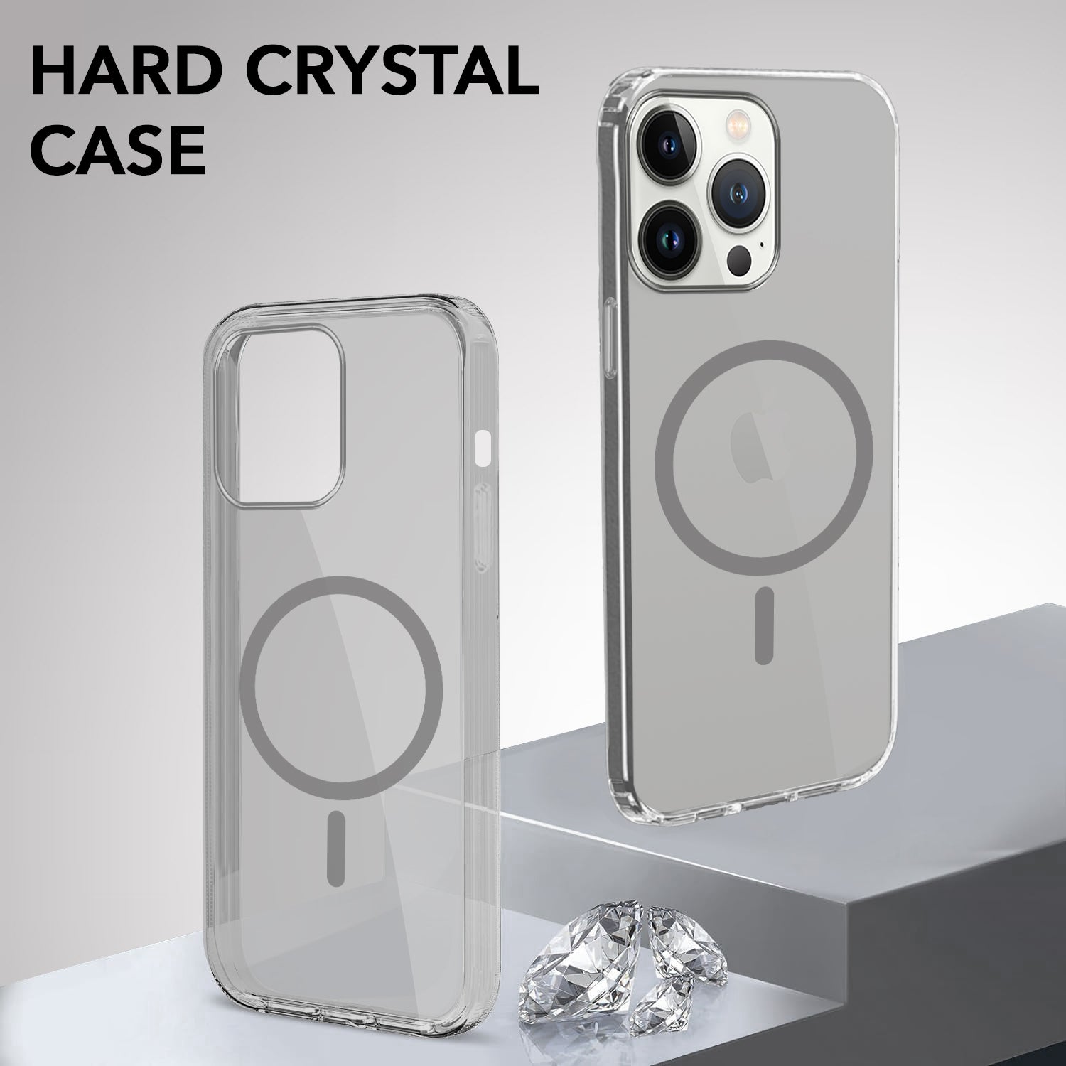 For Apple iPhone 14 Pro Back Case Cover Lifetime Anti-Yellow MagSafe Compatible Clear (Sleek Hard Crystal | Camera Protection and Shockproof)