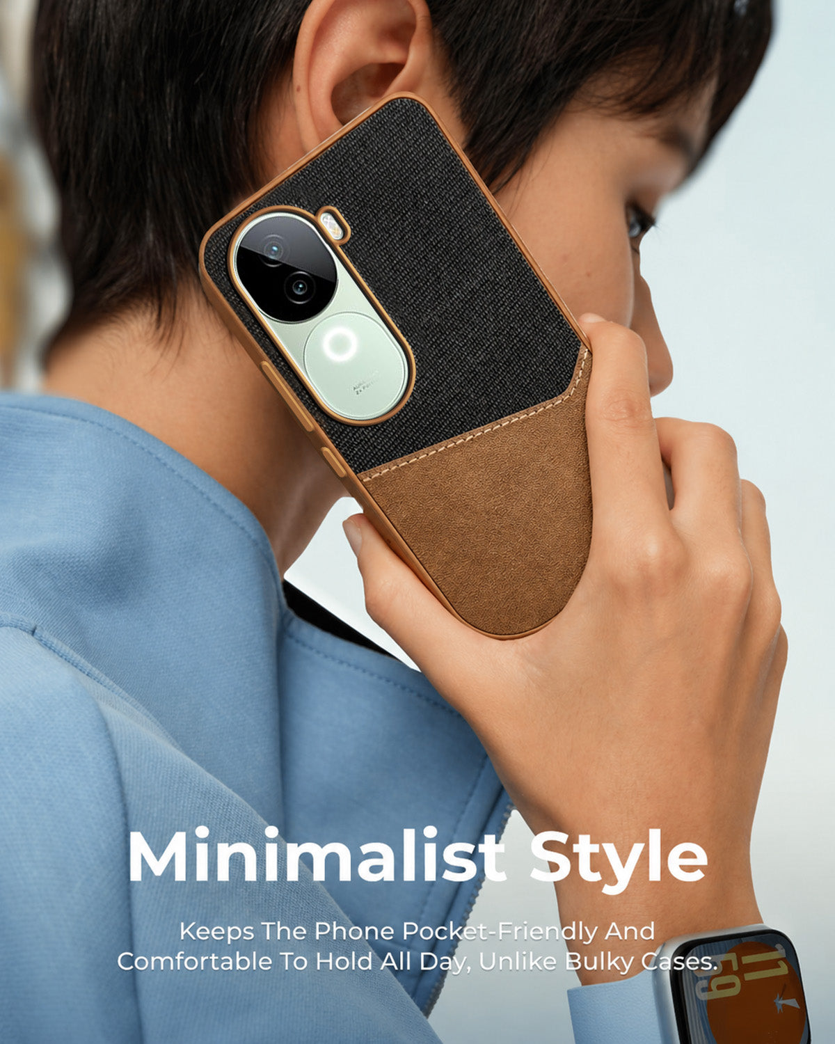 For Vivo iQOO Z9s Back Cover Case (Dual PU Leather Stitch | Professional Minimalist | Soft and Flexible)