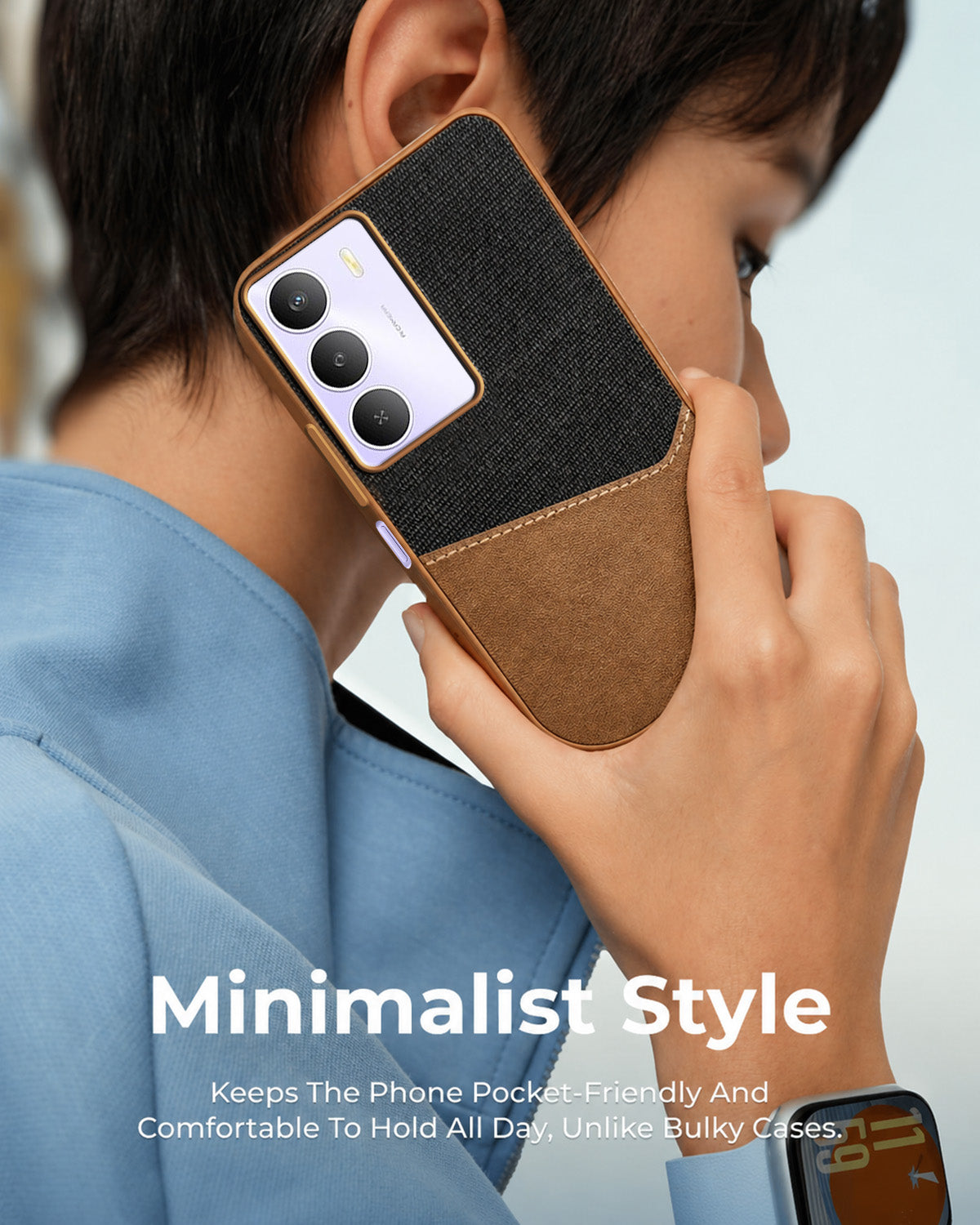 For Realme Narzo 80 Lite 5G Back Cover Case (Dual PU Leather Stitch | Professional Minimalist | Soft and Flexible)