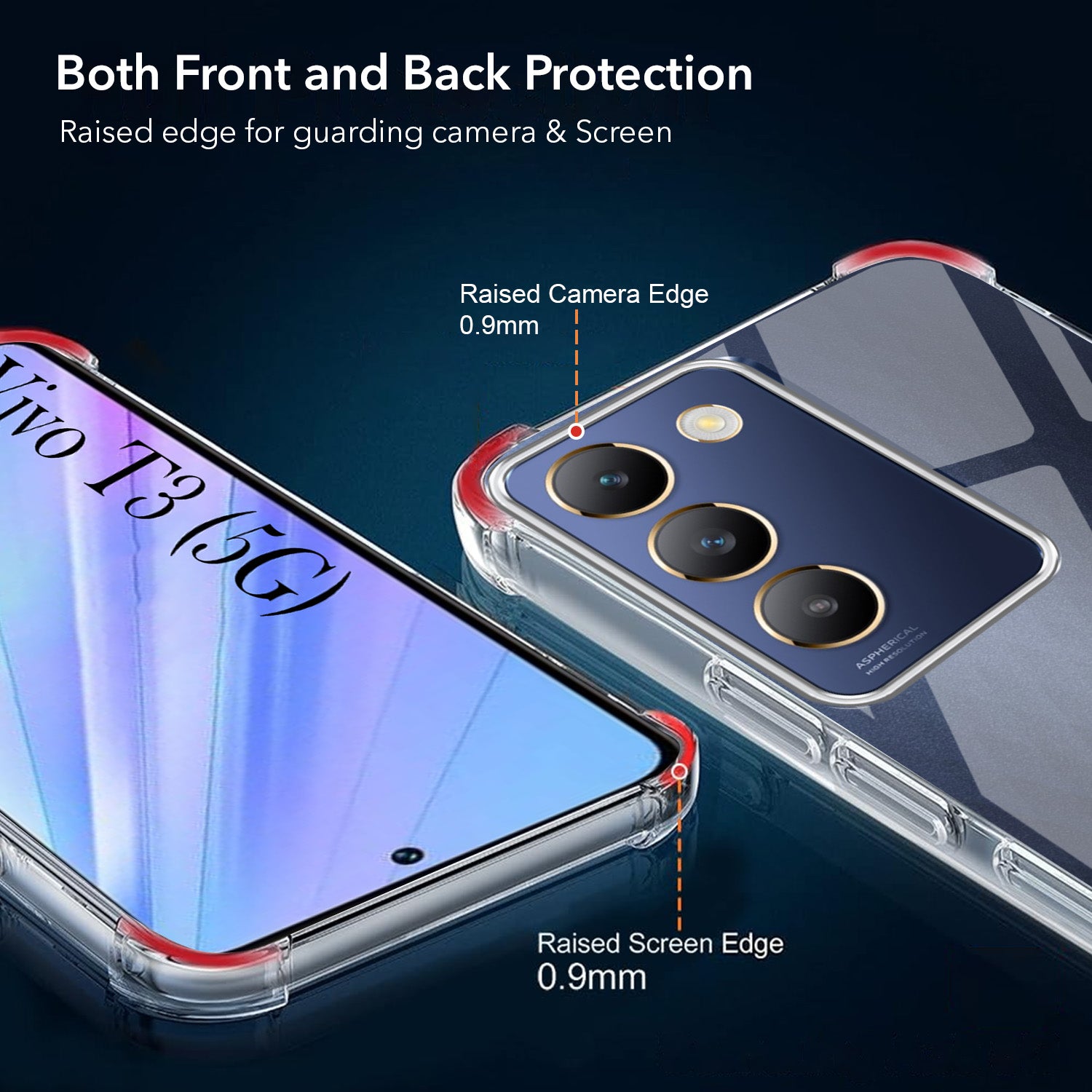 For Vivo T3 5G Back Cover Shockproof Crystal-Clear (Drop & Camera Protection | Hard Polycarbonate)