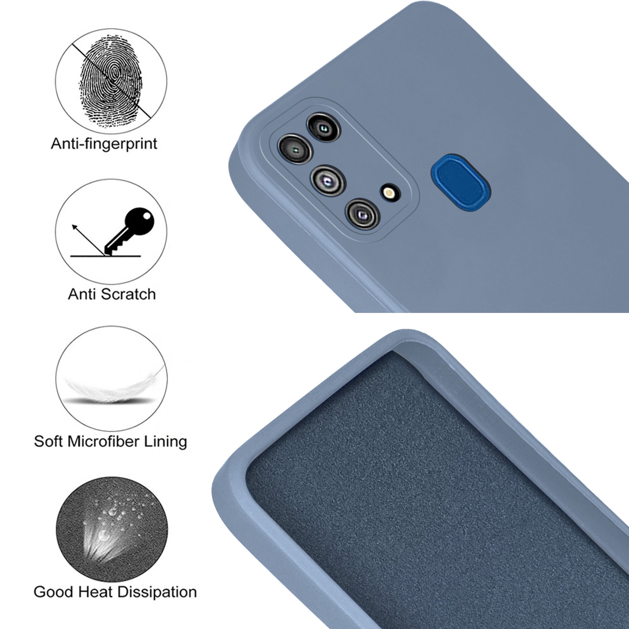 For Samsung Galaxy M31 Back Cover Case (Matte Finish Silicone with Inside Fiber cloth)