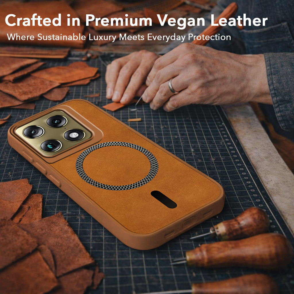 For Motorola Moto Signature 5G Back Cover Case Leather Finish (MagSafe Compatible Wireless Charging | Soft Touch | Camera Bump Protection)