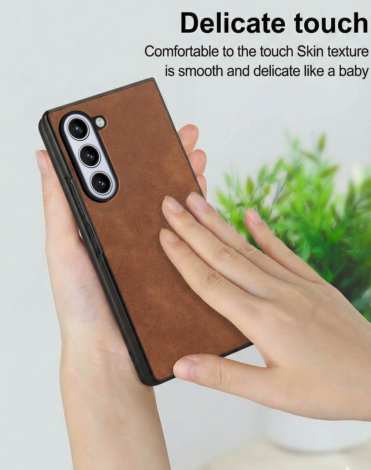 For Samsung Galaxy Z Fold 5 Back Case Cover Premium Genuine Leather (Integrated Front Screen Protector | Inside Microfiber Cloth)