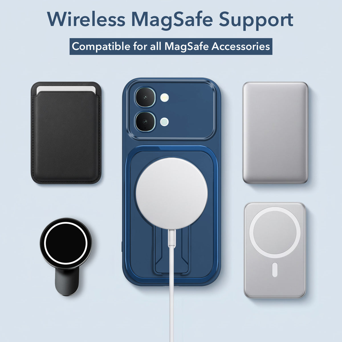 For Vivo iQOO Z11x 5G | Vivo iQOO Z11xa Back Case Cover Metallic (Hybrid Armor Kickstand | MagSafe Compatible | Camera Protection Shockproof)