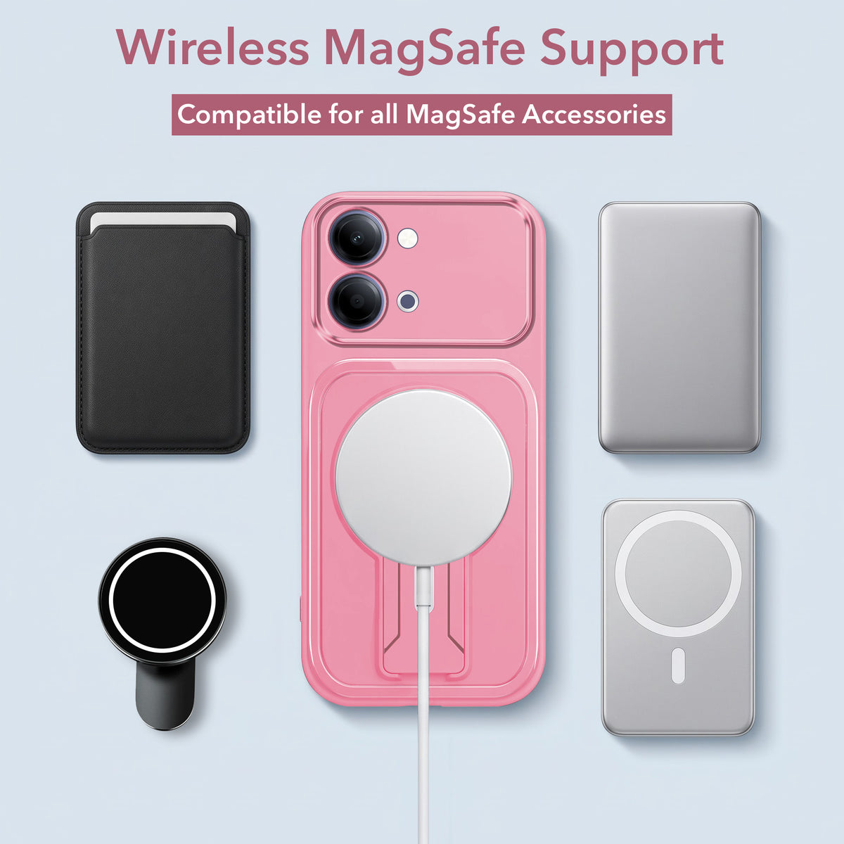 For Vivo Y05 4G | Vivo T5 Lite 5G Back Case Cover Metallic (Hybrid Armor Kickstand | MagSafe Compatible | Camera Protection Shockproof)