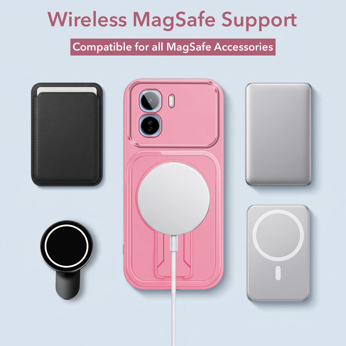 For Vivo T5 Pro 5G Back Case Cover Metallic (Hybrid Armor Kickstand | MagSafe Compatible | Camera Protection Shockproof)