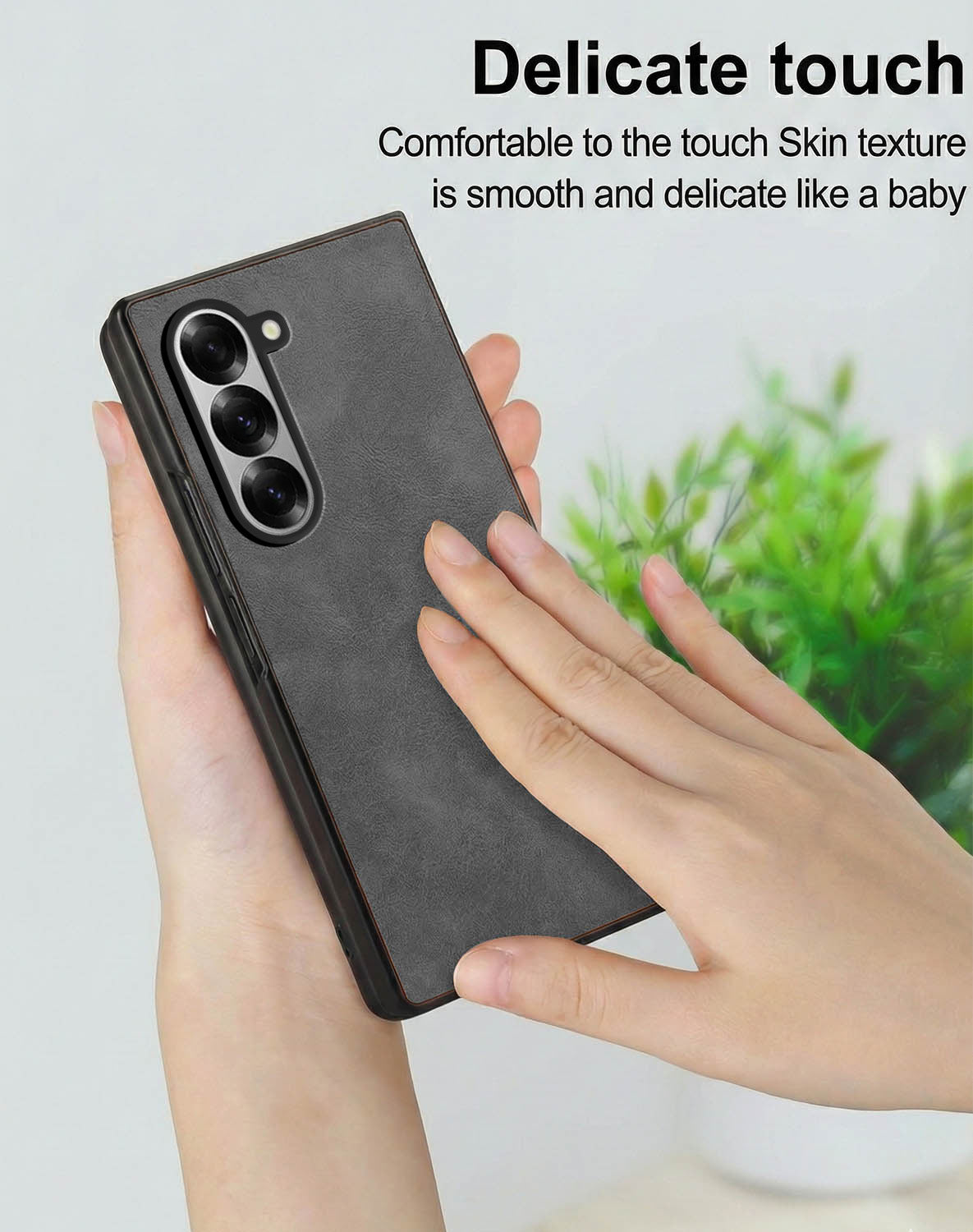For Samsung Galaxy Z Fold 6 Back Case Cover Premium Genuine Leather (Integrated Front Screen Protector | Inside Microfiber Cloth)