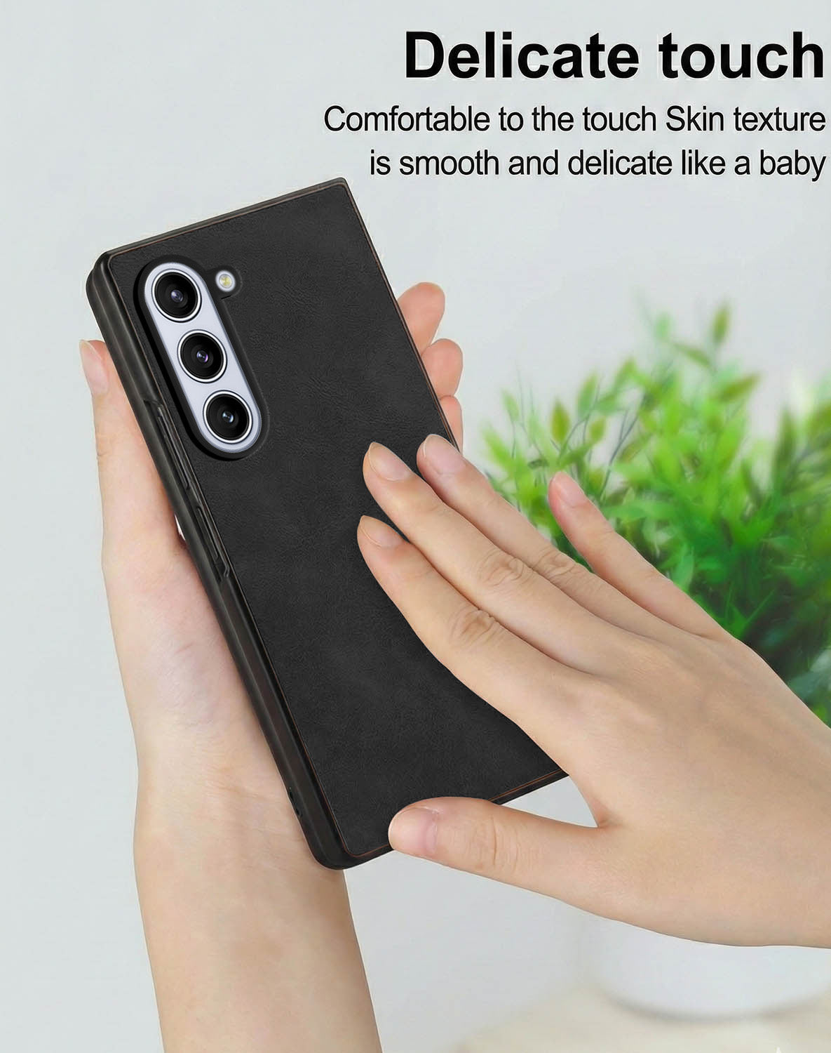 For Samsung Galaxy Z Fold 5 Back Case Cover Premium Genuine Leather (Integrated Front Screen Protector | Inside Microfiber Cloth)