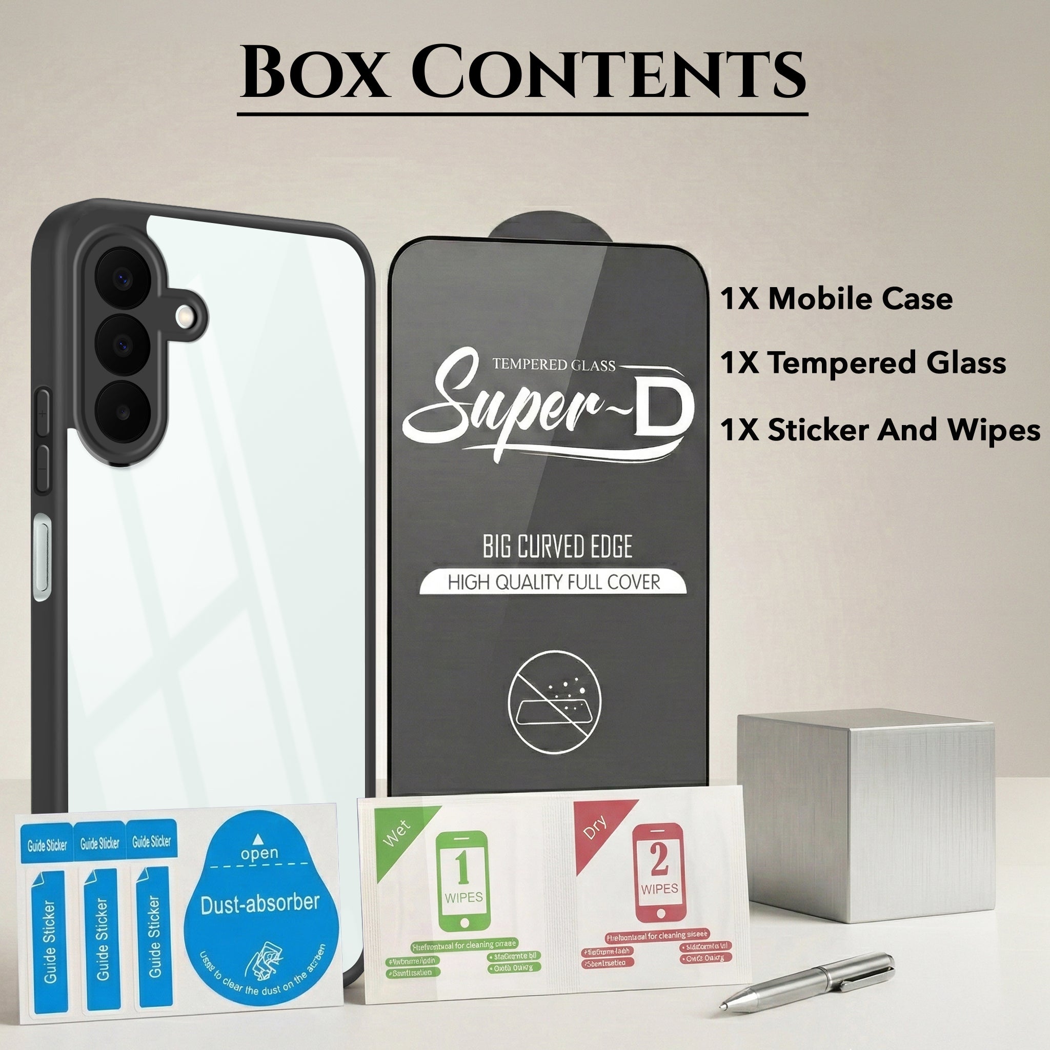 For Samsung A27 5G | Samsung M47 5G (Combo with Back Cover and 9H Tempered Glass (Lifetime Anti-Yellow | Crystal Clear Shockproof | Oleophobic Coating Screen Glass)