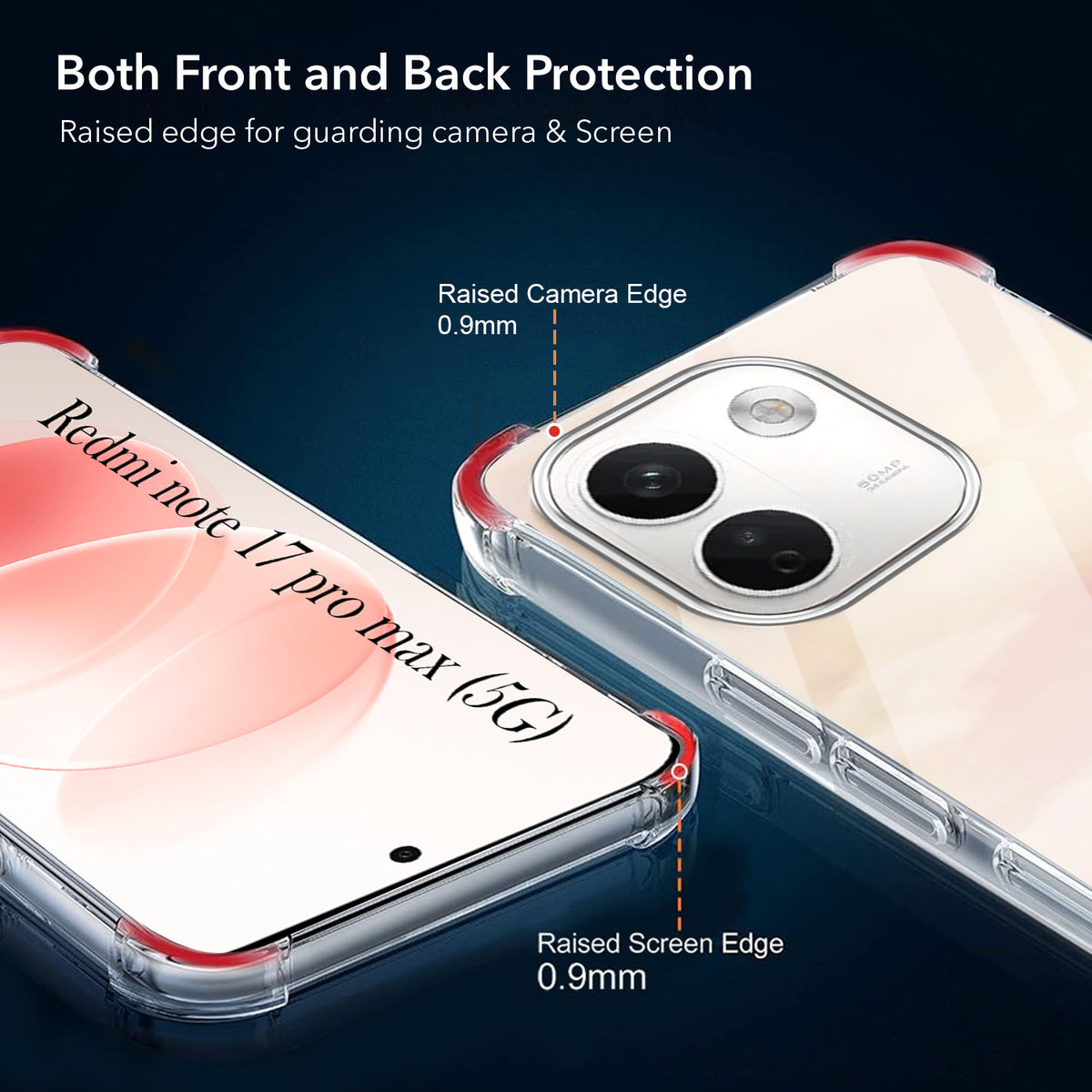For Redmi Note 17 Pro Max 5G Back Cover Shockproof Crystal-Clear (Drop & Camera Protection | Hard Polycarbonate)