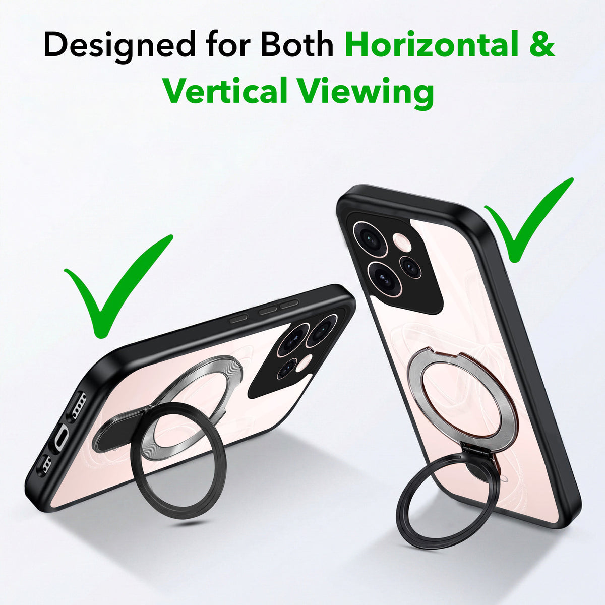For Oppo Reno15 Pro Mini 5G | Oppo Reno 15 Pro Mini 5G Back Cover Case (Kick Stand Ring Holder | Life time Anti Yellow | Camera Protection)