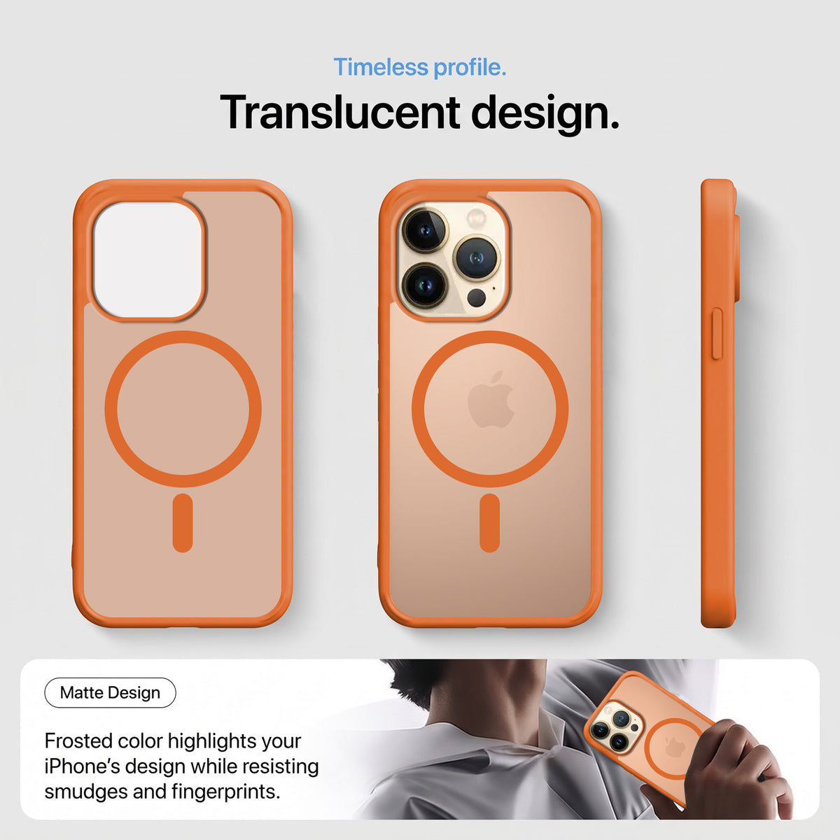 For Apple iPhone 13 pro Matte Finish Back Case Cover (MagSafe Compatible | Translucent Soft Touch | Slim and Unbreakable)