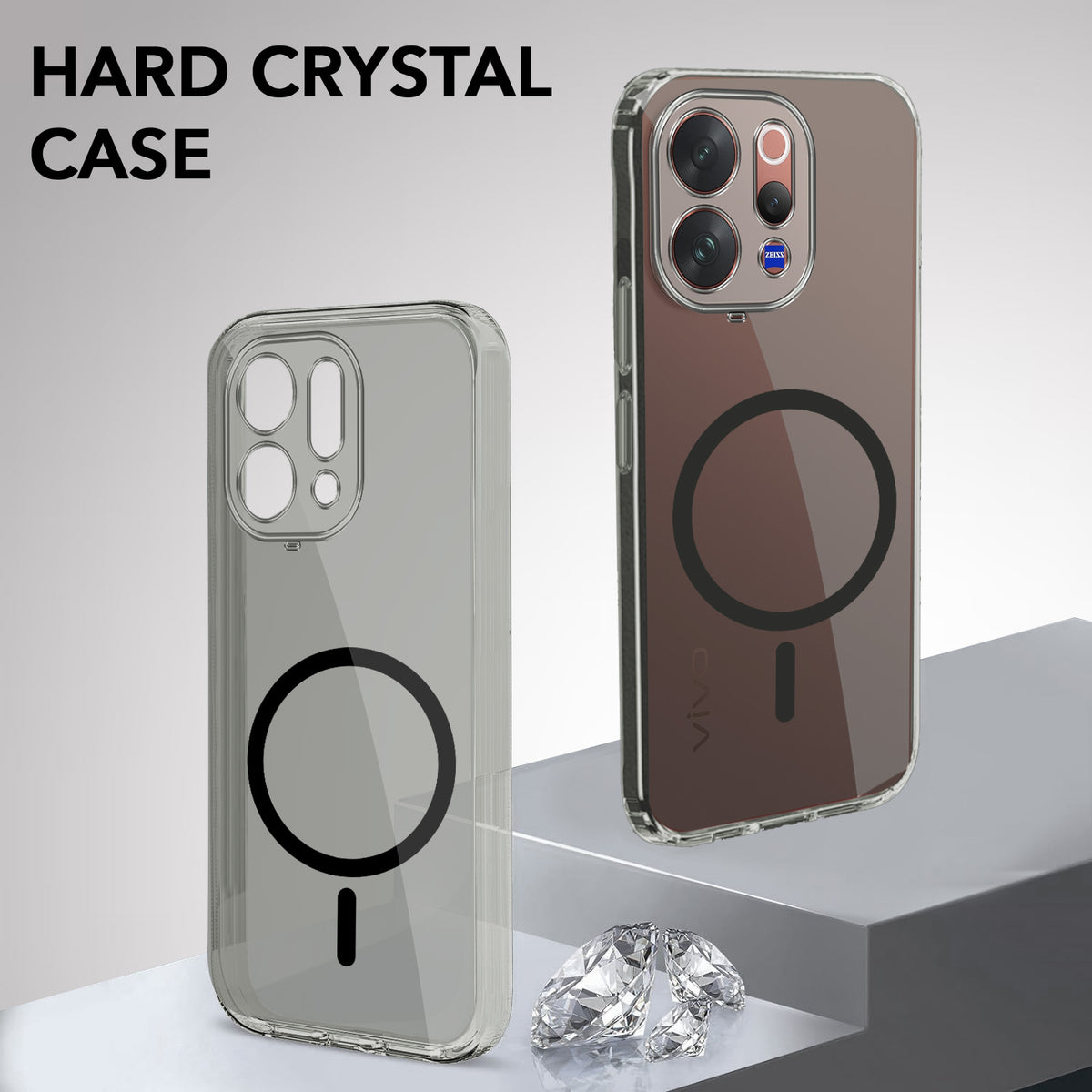 For Vivo V70 | Vivo V70 Elite 5G Back Cover Case Lifetime Anti-Yellow MagSafe Compatible Clear (Sleek Hard Crystal | Shockproof and Camera Protection)