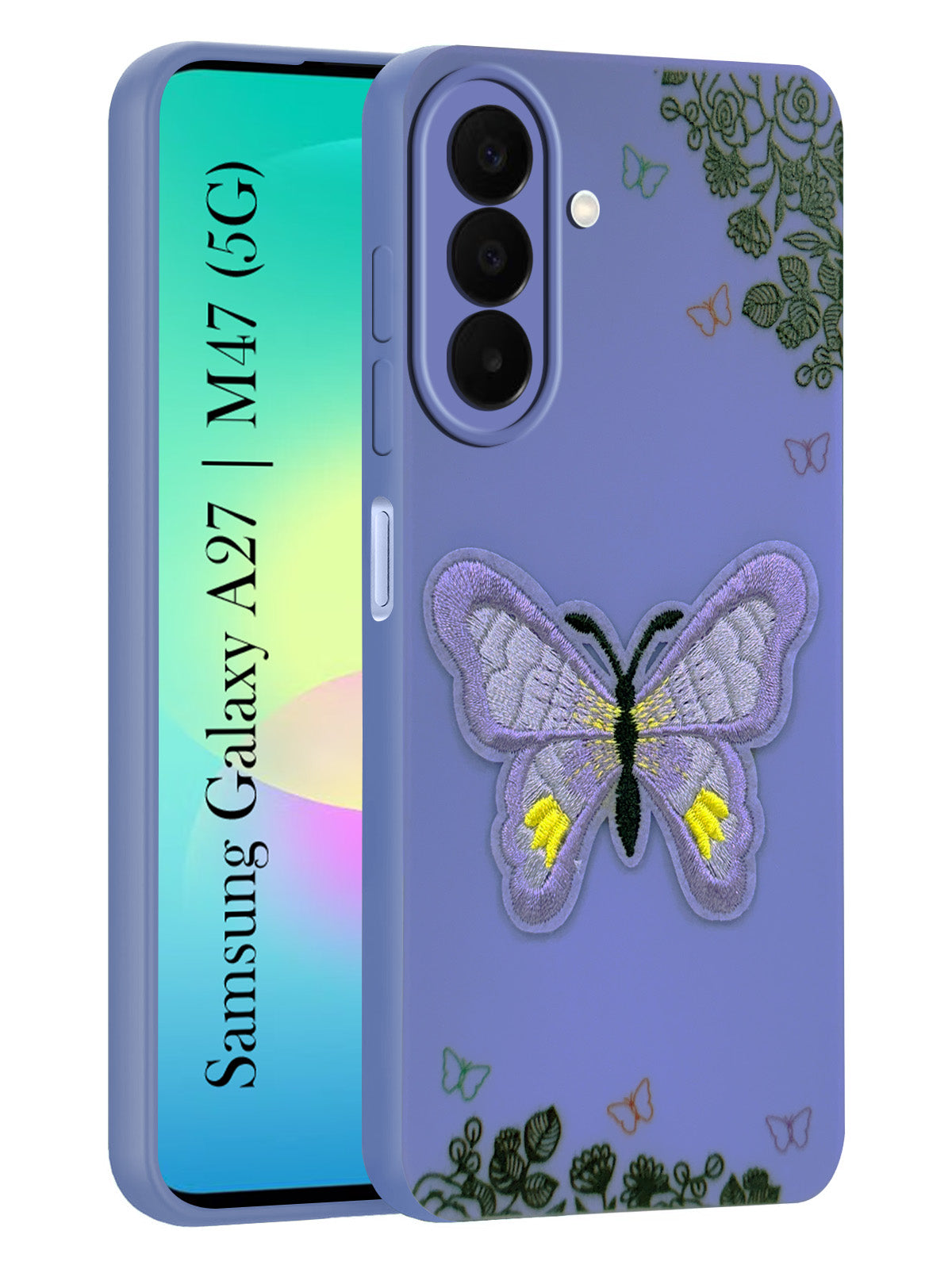 For Samsung Galaxy A27 5G | Samsung Galaxy M47 5G Back Cover Case (Soft Butterfly Embroidery | Women Teen Girls | Camera Protection| Matte Silicone)