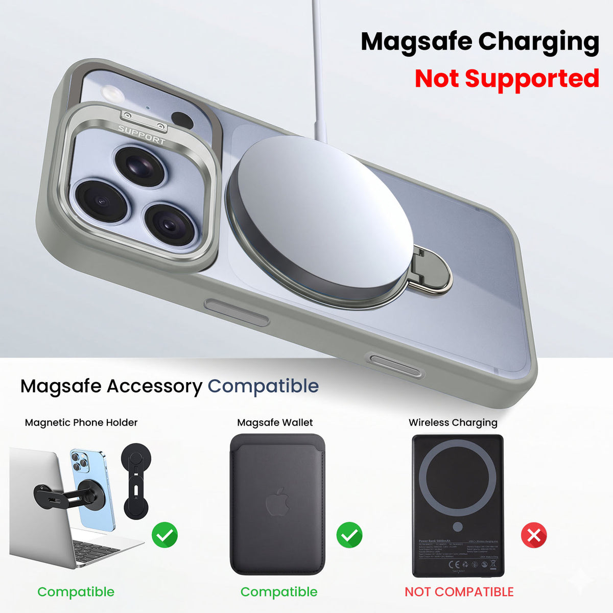 For Apple iPhone 18 Pro Max Back Cover Case Crystal (Lifetime Anti Yellow | Magnetic Ring Stand | Camera Lens Protection | MagSafe Compatible)