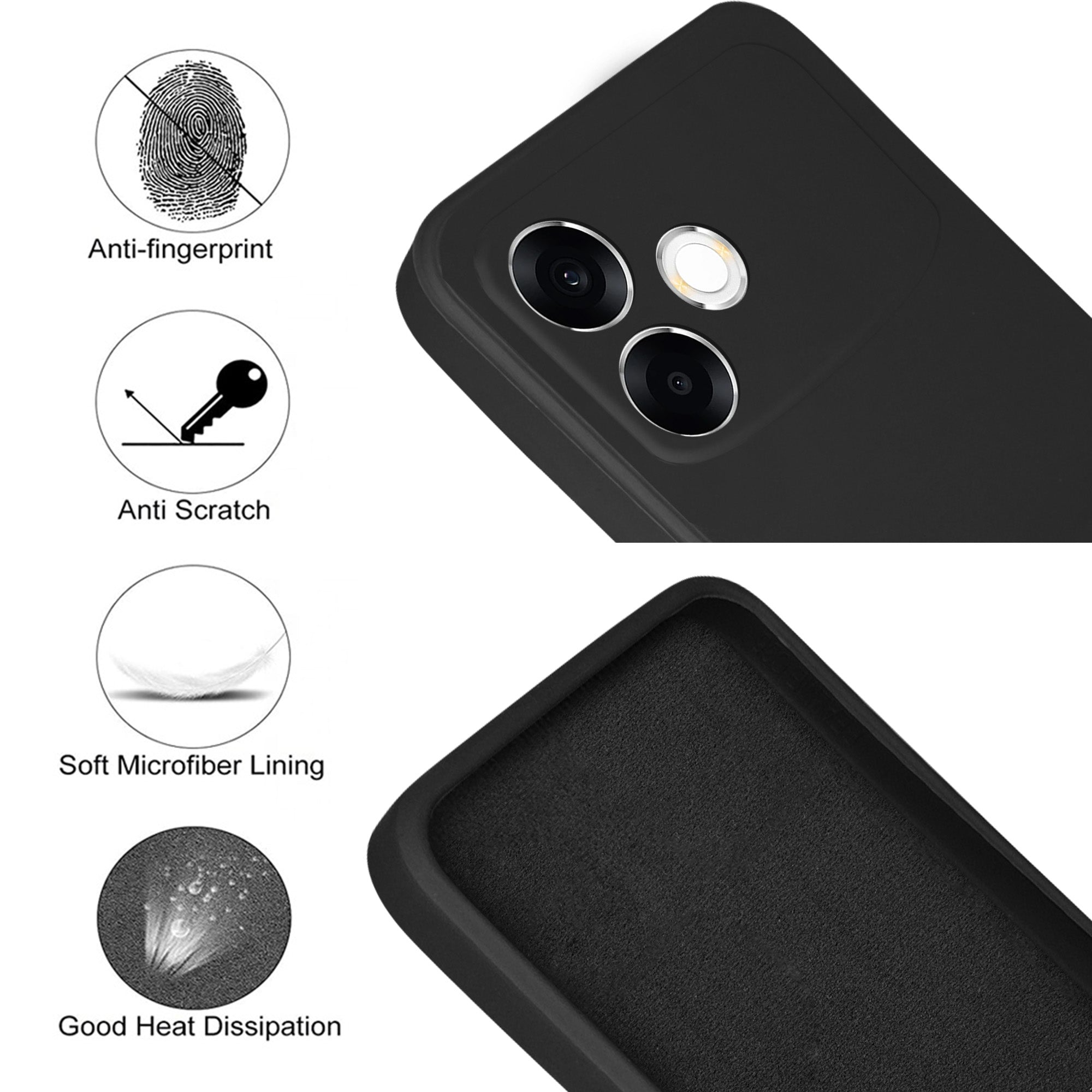 For Oppo F33 Pro 5G Back Cover Case (Matte Finish Silicone with Inside Fiber cloth)