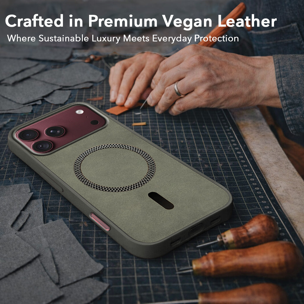 For Apple iPhone 18 Pro Max Back Cover Case Leather Finish (MagSafe Compatible Wireless Charging | Soft Touch | Camera Bump Protection)