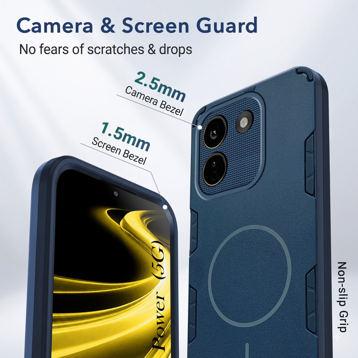 For Poco X8 Power Back Cover Case (Slim Hybrid Armor | Shockproof Camera Protection | Rugged Dual Layer)