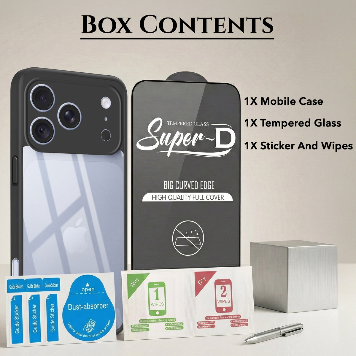 For Apple iPhone 18 Pro (Combo with Back Cover and 9H Tempered Glass (Lifetime Anti-Yellow | Crystal Clear Shockproof | Oleophobic Coating Screen Glass)