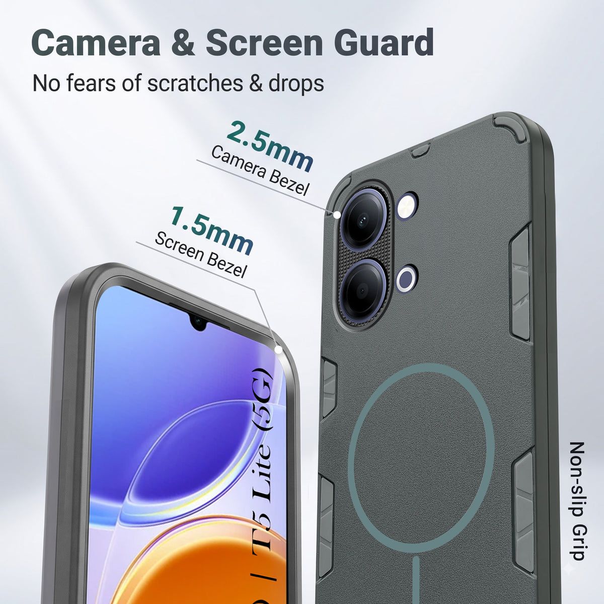 For Vivo Y05 (4G) | Vivo T5 Lite (5G)  Back Cover Case (Slim Hybrid Armor | Shockproof Camera Protection | Rugged Dual Layer)