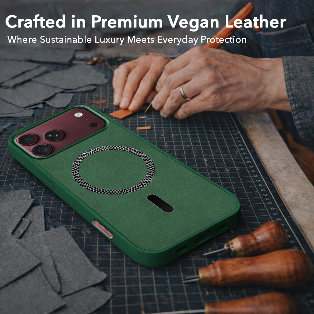 For Apple iPhone 18 Pro Max Back Cover Case Leather Finish (MagSafe Compatible Wireless Charging | Soft Touch | Camera Bump Protection)