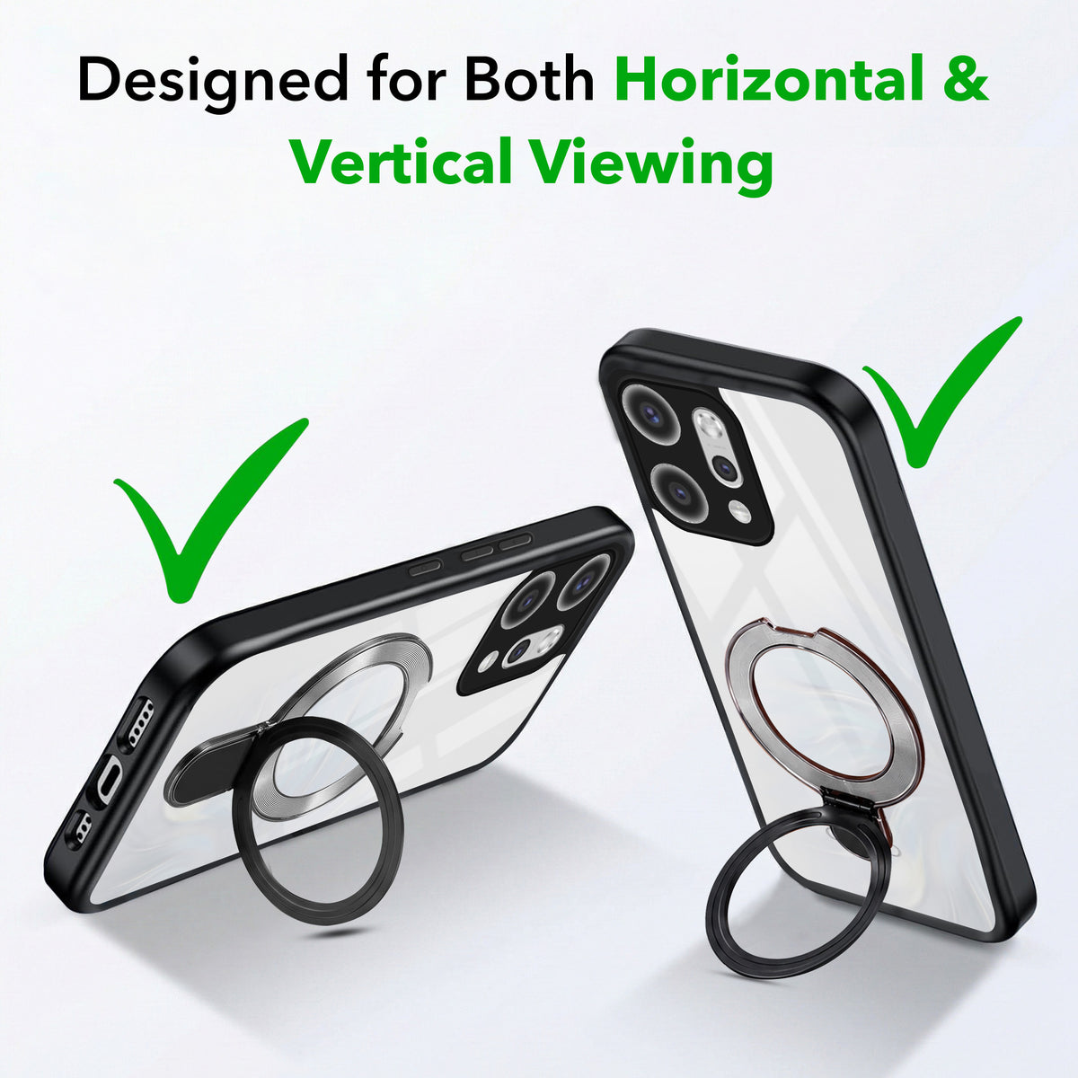 For Oppo Reno14 Pro 5G | Oppo Reno 14 Pro 5G Back Cover Case (Kick Stand Ring Holder | Life time Anti Yellow | Camera Protection)