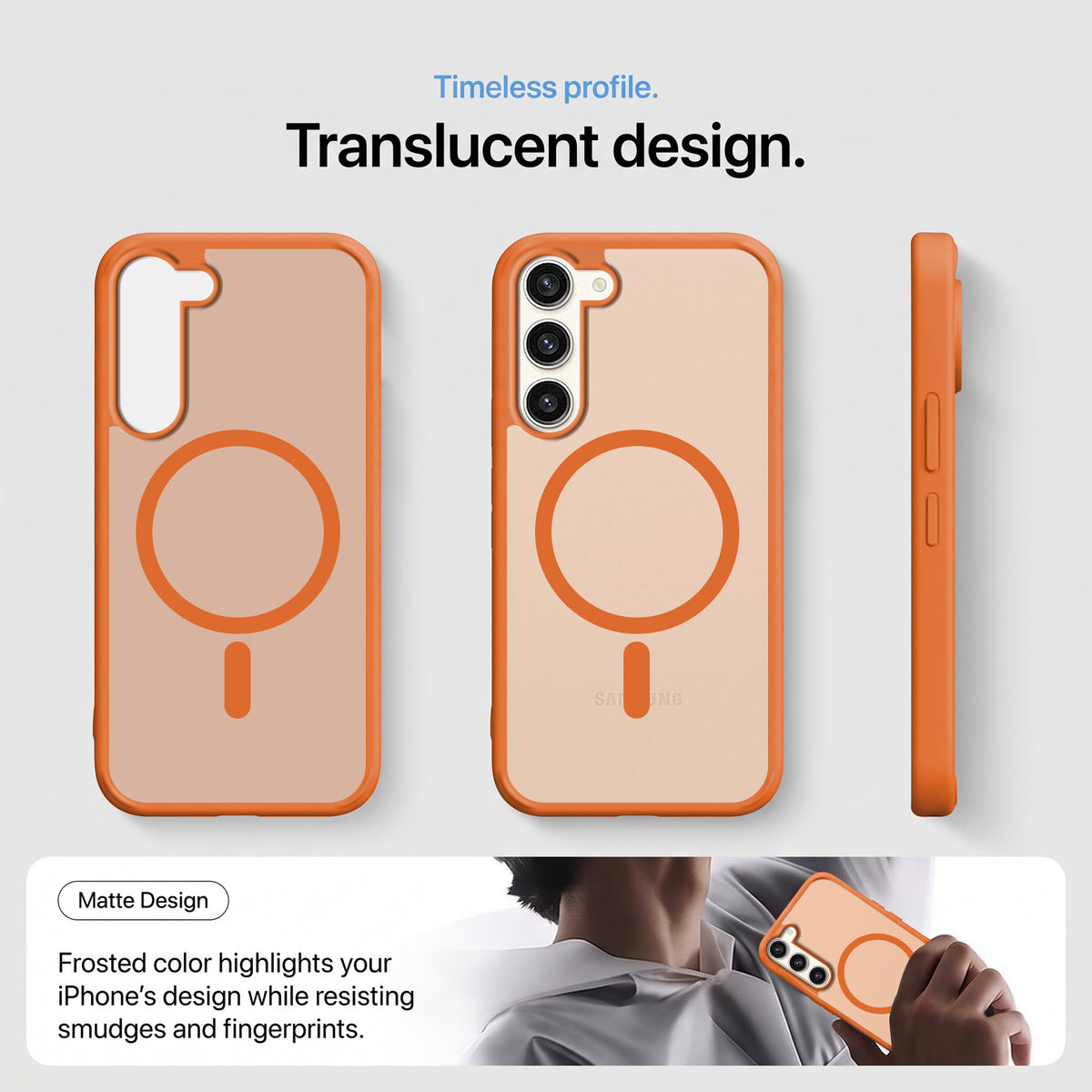 For Samsung Galaxy S23 Plus Matte Finish Back Case Cover (MagSafe Compatible | Translucent Soft Touch | Slim and Unbreakable)