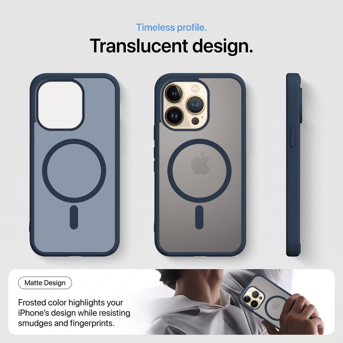 For Apple iPhone 13 Pro Max Matte Finish Back Case Cover (MagSafe Compatible | Translucent Soft Touch | Slim and Unbreakable)