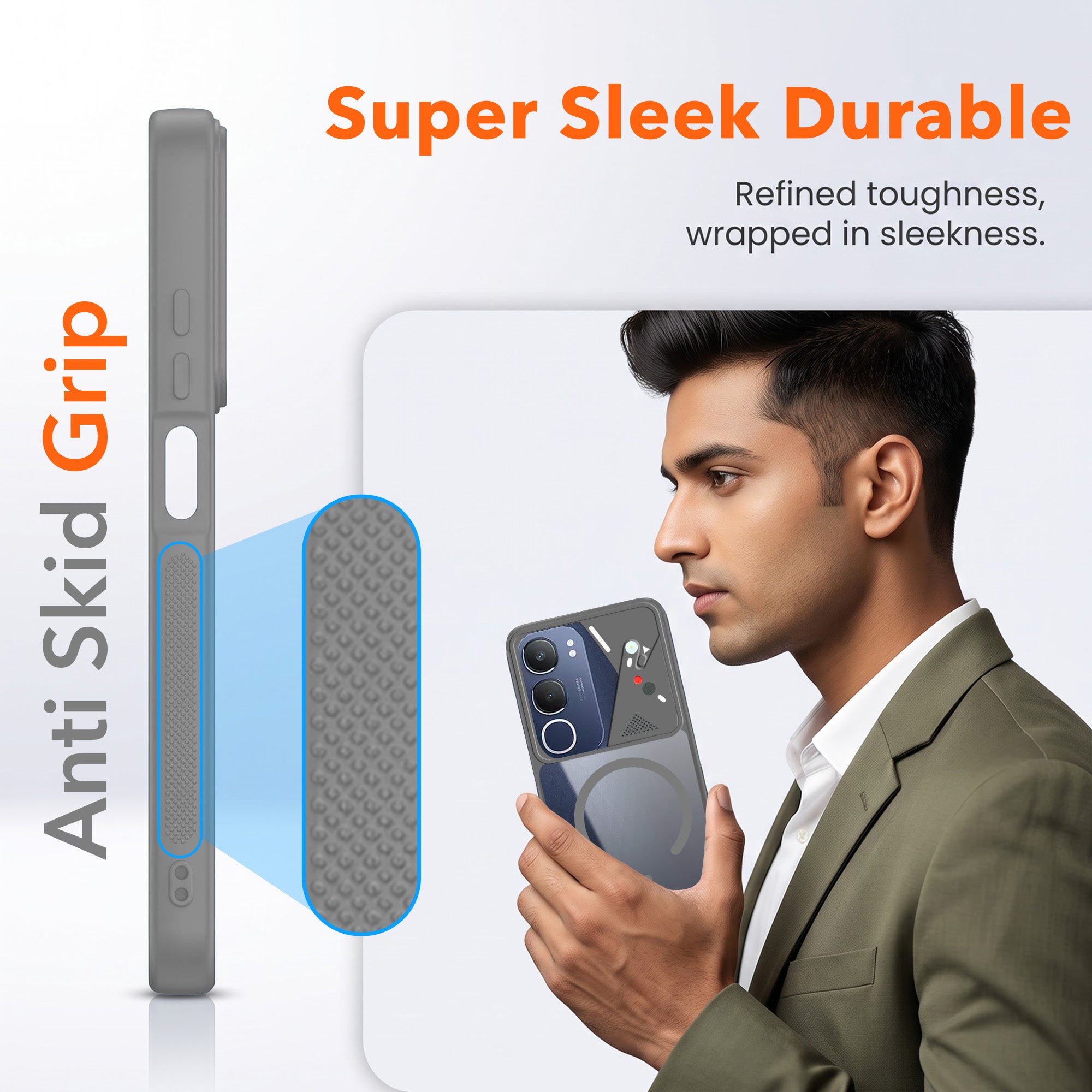 For Vivo Y29 Back Cover Case Lifetime Anti-Yellow Clear (Camera Protection | Side Grip | Wireless MagSafe Compatible)