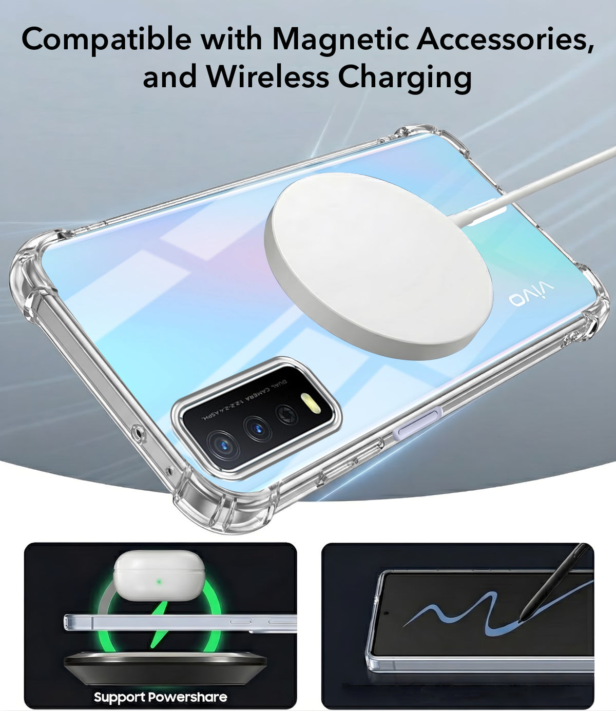 For Vivo Y12s | Y11s | Y12G Back Cover Shockproof Crystal-Clear (Magsafe Wireless Support | Drop & Camera Protection | Hard Polycarbonate)