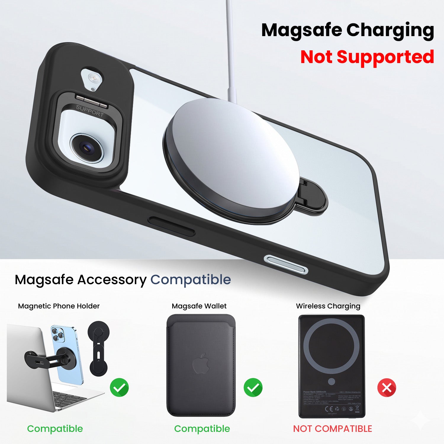 For Apple iPhone 17 Air Back Cover Case Crystal (Lifetime Anti Yellow | Magnetic Ring Stand | Camera Lens Protection | MagSafe Compatible)