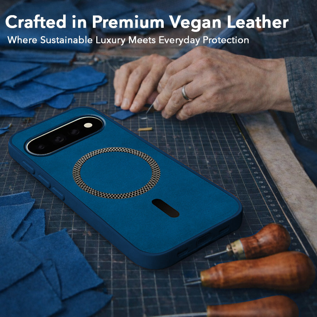 For Google Pixel 11 Pro Back Cover Case Leather Finish (MagSafe Compatible Wireless Charging | Soft Touch | Camera Bump Protection)