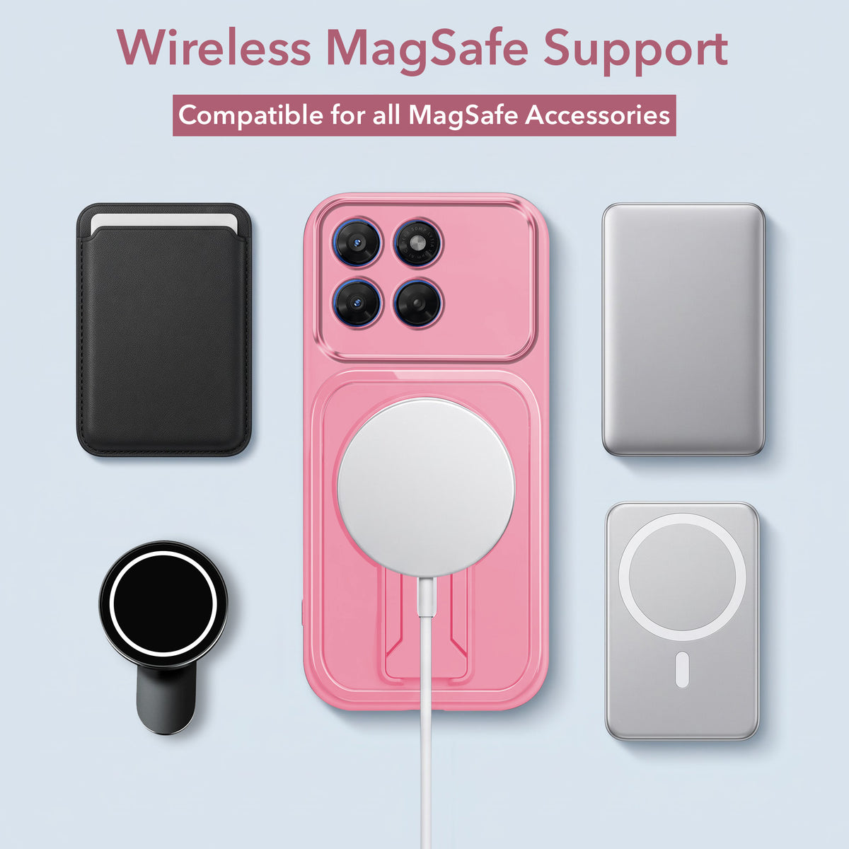 For Motorola Moto G37 Back Case Cover Metallic (Hybrid Armor Kickstand | MagSafe Compatible | Camera Protection Shockproof)