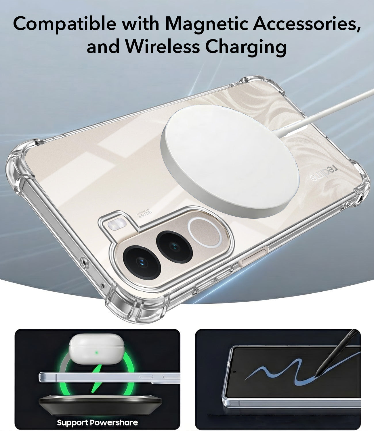 For Realme C100X Back Cover Shockproof Crystal-Clear (Magsafe Wireless Support | Drop & Camera Protection | Hard Polycarbonate)