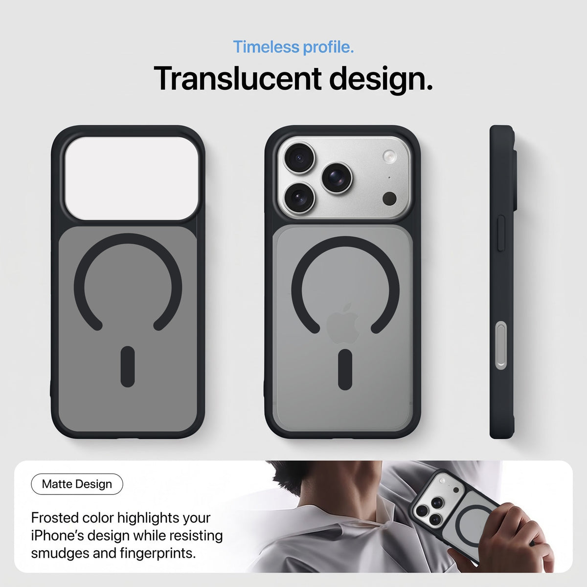 For Apple iPhone 17 Pro Matte Finish Back Case Cover (MagSafe Compatible | Translucent Soft Touch | Slim and Unbreakable)