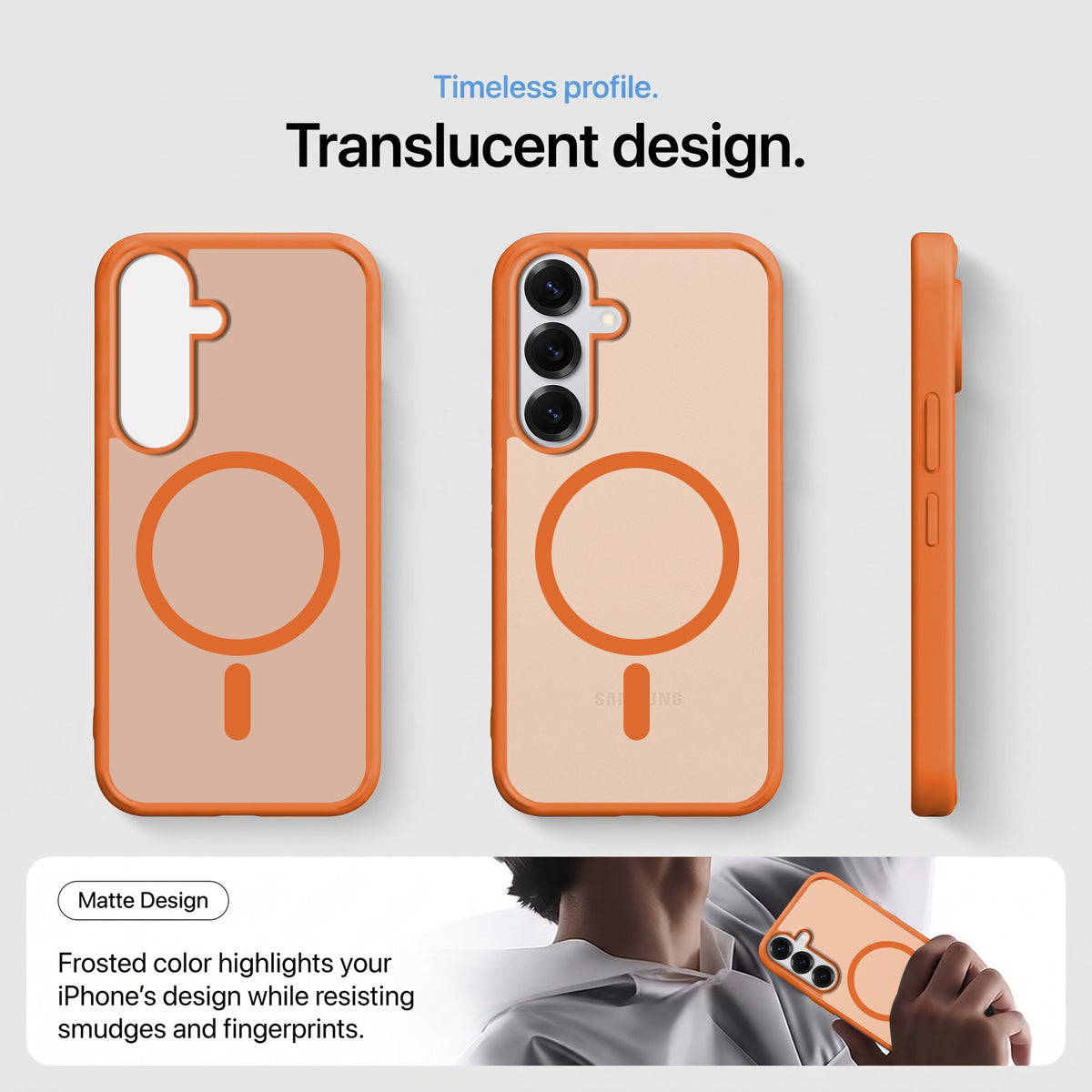 For Samsung Galaxy S25 Plus Matte Finish Back Case Cover (MagSafe Compatible | Translucent Soft Touch | Slim and Unbreakable)