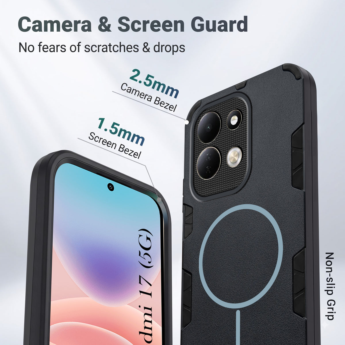 For Redmi 17 5G Back Cover Case (Slim Hybrid Armor | Shockproof Camera Protection | Rugged Dual Layer)