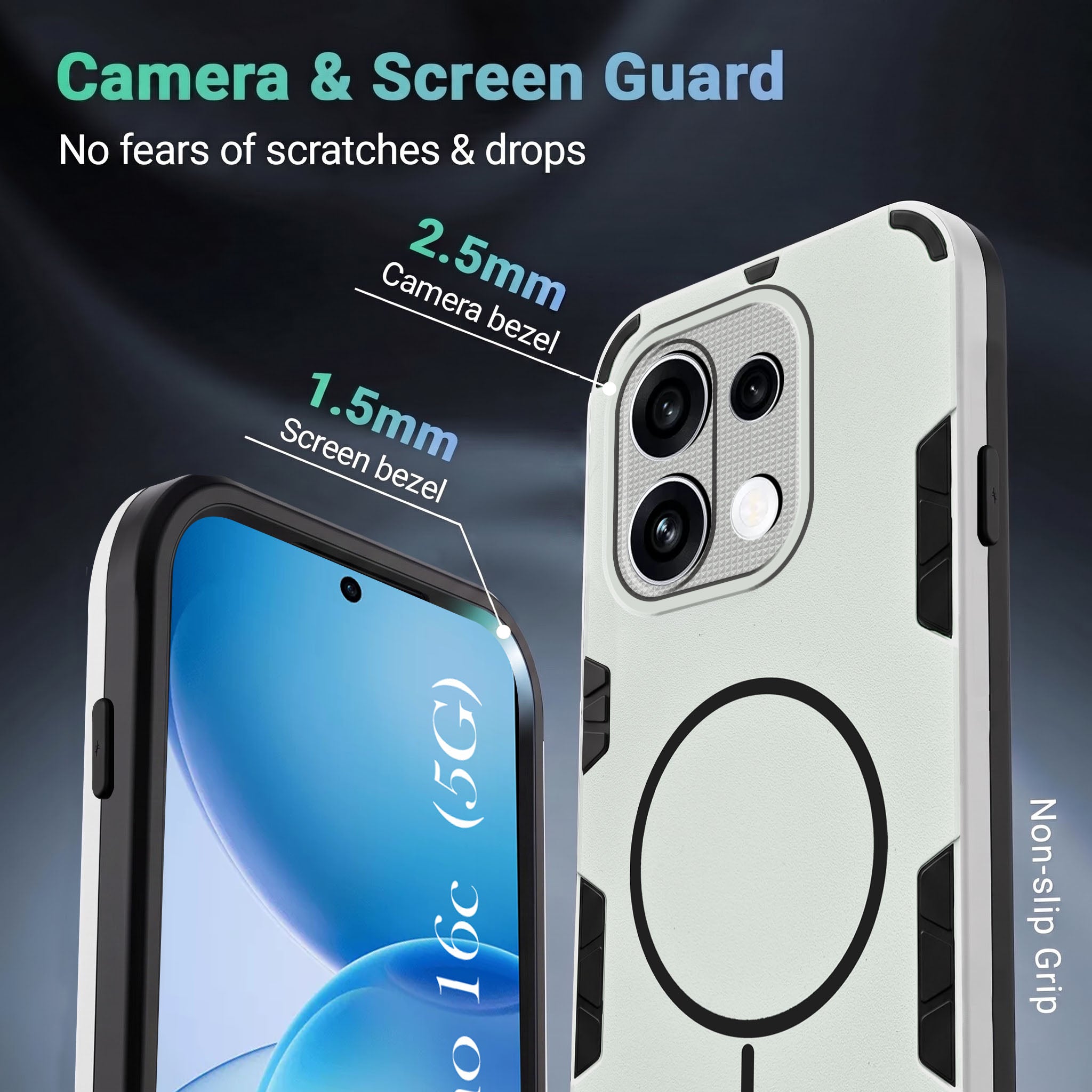 For Oppo Reno 16C Back Cover Case  (Slim Hybrid Armor | Shockproof Camera Protection | Rugged Dual Layer)