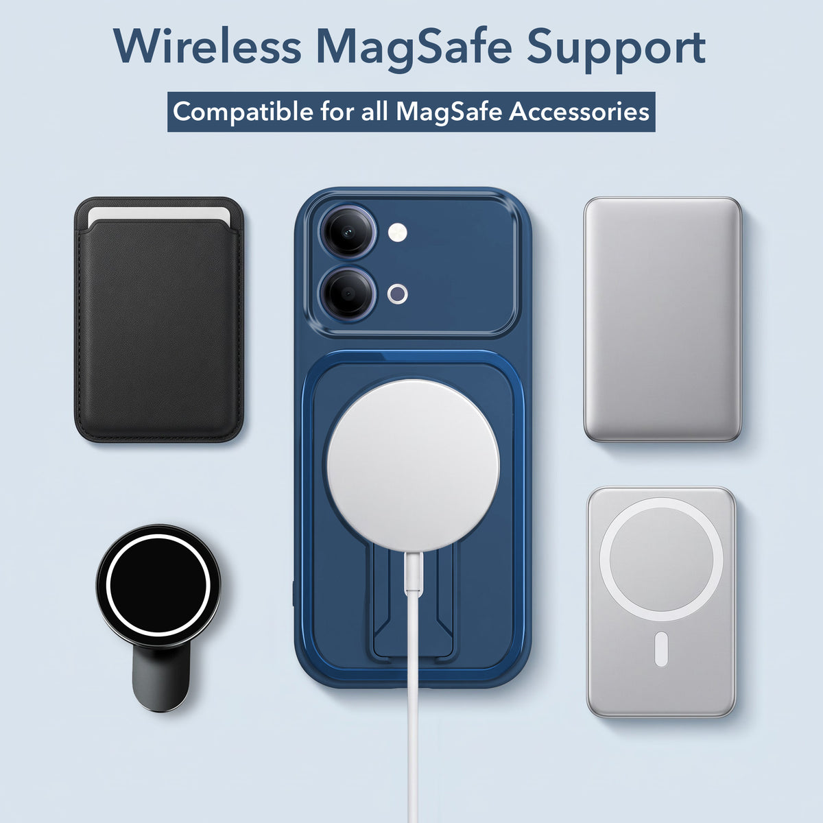 For Vivo Y05 4G | Vivo T5 Lite 5G Back Case Cover Metallic (Hybrid Armor Kickstand | MagSafe Compatible | Camera Protection Shockproof)