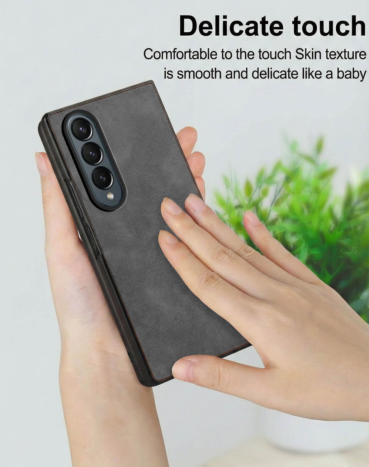 For Samsung Galaxy Z Fold 4 5G Back Case Cover Premium Genuine Leather (Integrated Front Screen Protector | Inside Microfiber Cloth)