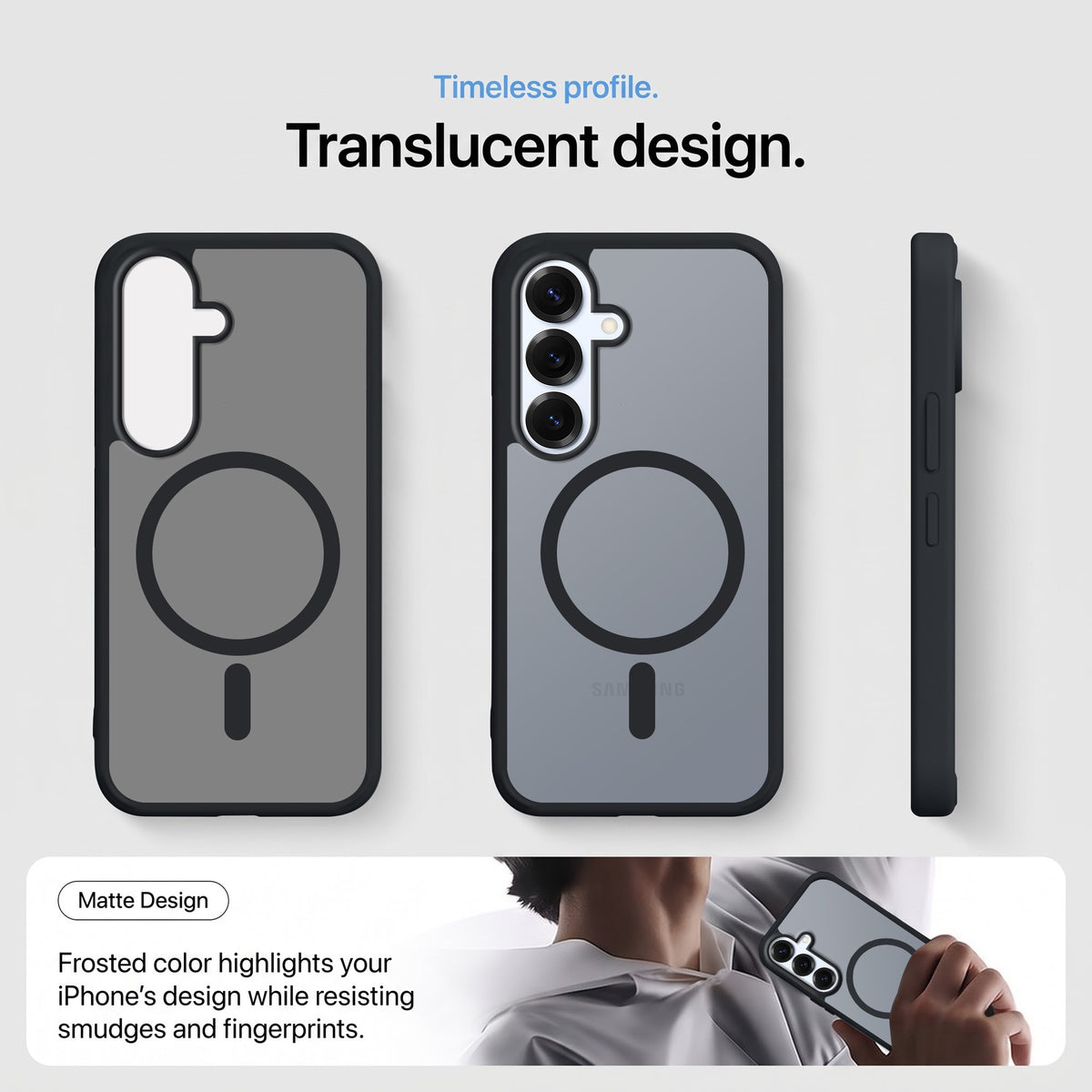 For Samsung Galaxy S25 Plus Matte Finish Back Case Cover (MagSafe Compatible | Translucent Soft Touch | Slim and Unbreakable)