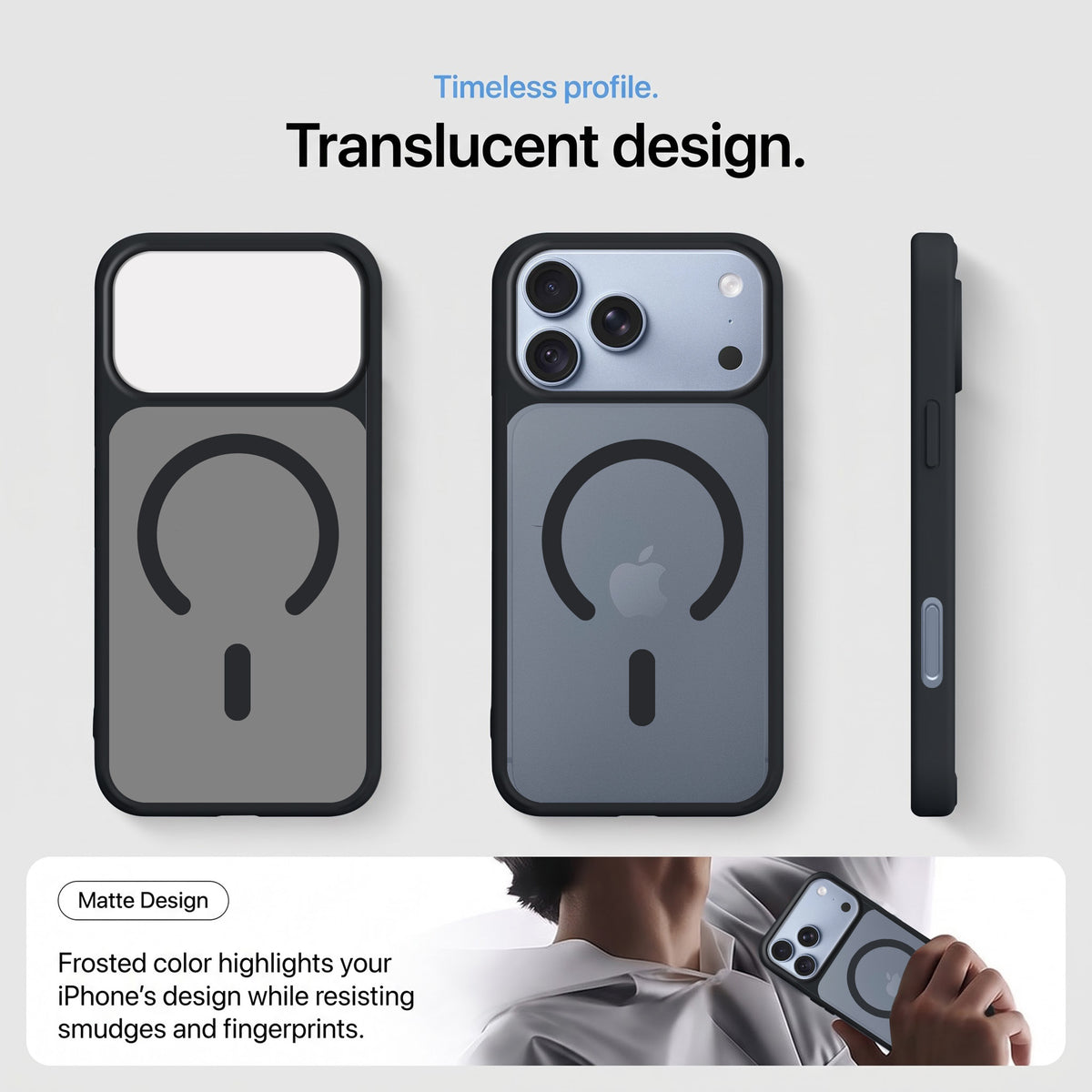 For Apple iPhone 18 Pro Matte Finish Back Case Cover (MagSafe Compatible | Translucent Soft Touch | Slim and Unbreakable)