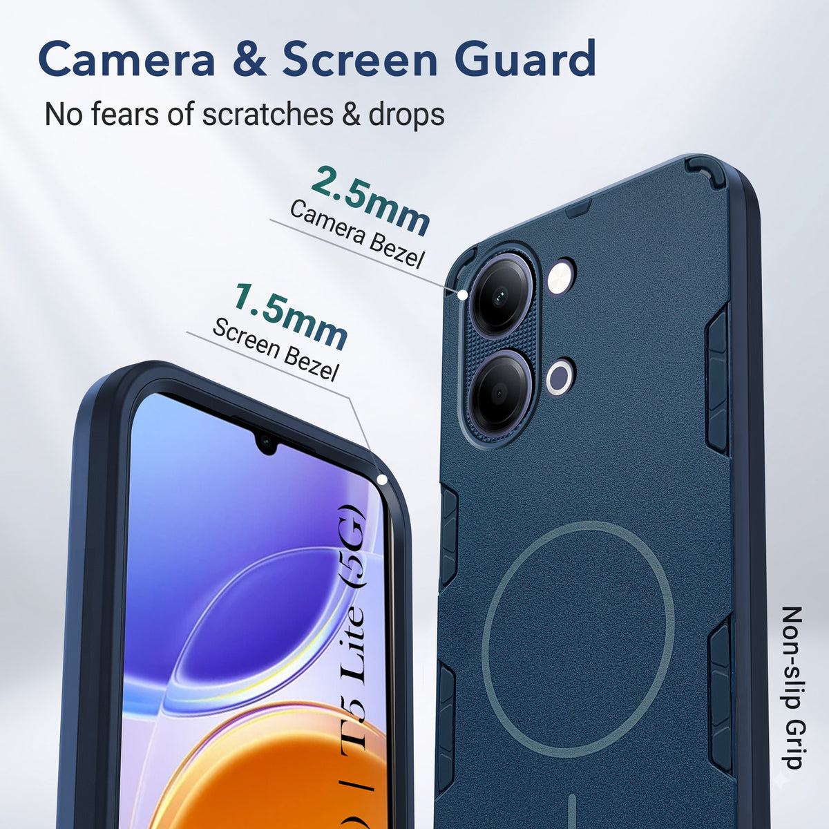 For Vivo Y05 (4G) | Vivo T5 Lite (5G)  Back Cover Case (Slim Hybrid Armor | Shockproof Camera Protection | Rugged Dual Layer)