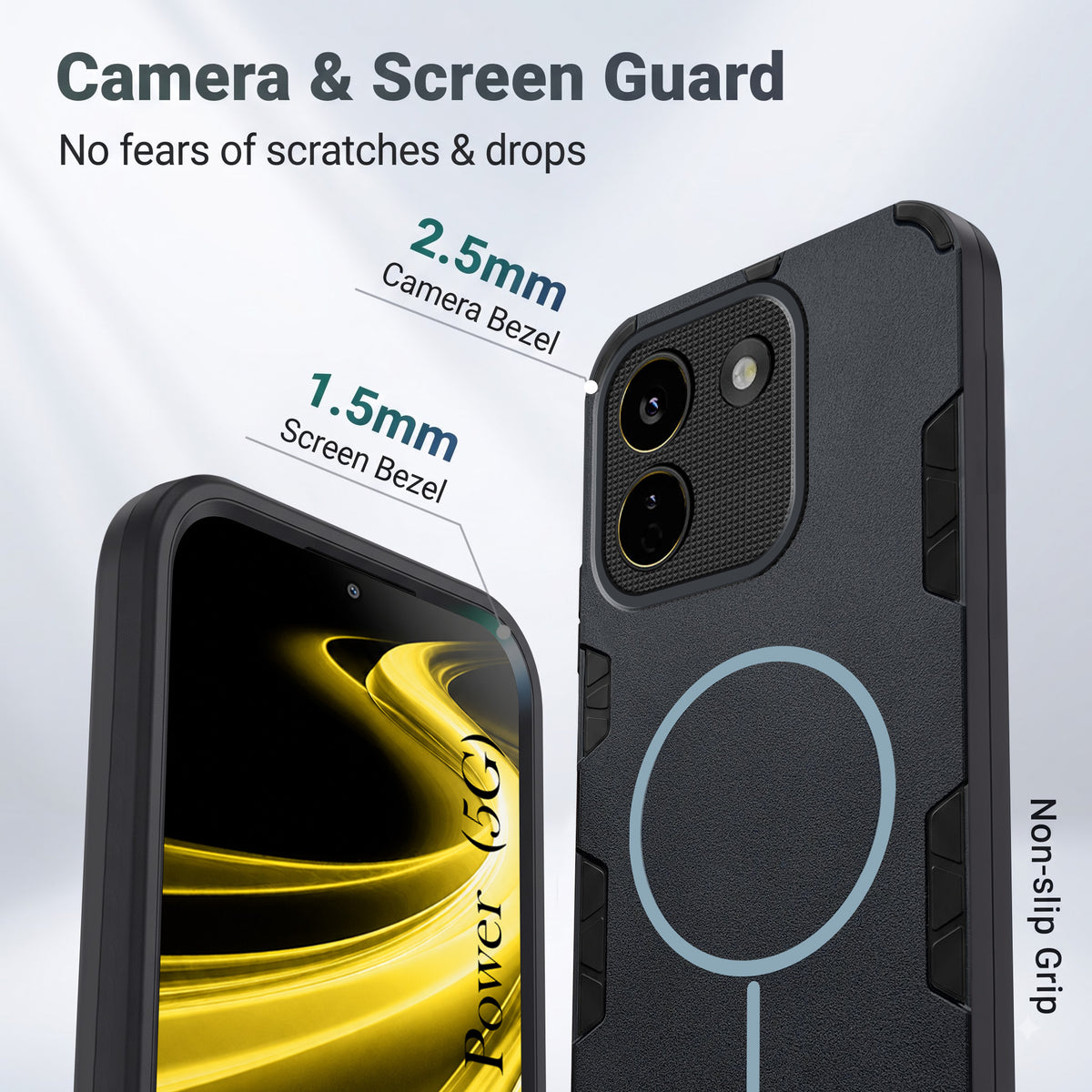 For Poco X8 Power Back Cover Case (Slim Hybrid Armor | Shockproof Camera Protection | Rugged Dual Layer)