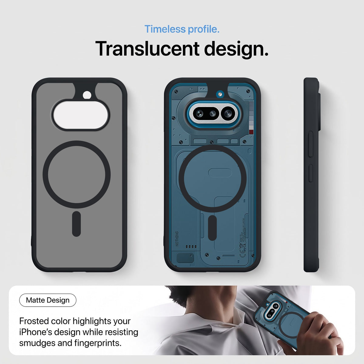 For Nothing Phone 4A 5G Matte Finish Back Case Cover (MagSafe Compatible | Translucent Soft Touch | Slim and Unbreakable)