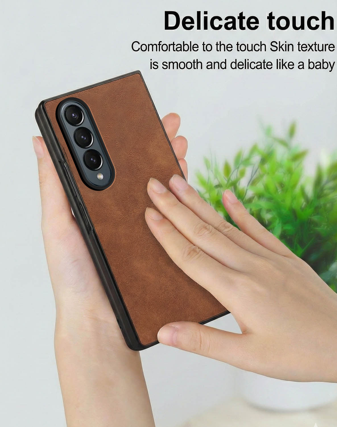 For Samsung Galaxy Z Fold 4 5G Back Case Cover Premium Genuine Leather (Integrated Front Screen Protector | Inside Microfiber Cloth)